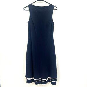 Lauren Ralph Lauren 100% Silk Navy Tiered Hem Dress Women's 4